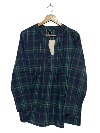 EMERY ROSE |XL| BUST 21| B22 |NAVY AND GREEN CHECKED HENLEY TUNICE