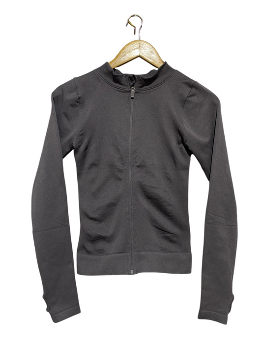 |M| BUST 14| B23| SLEEK CHARCOAL GREY SEAMLESS ZIP-UP PERFORMANCE JACKET