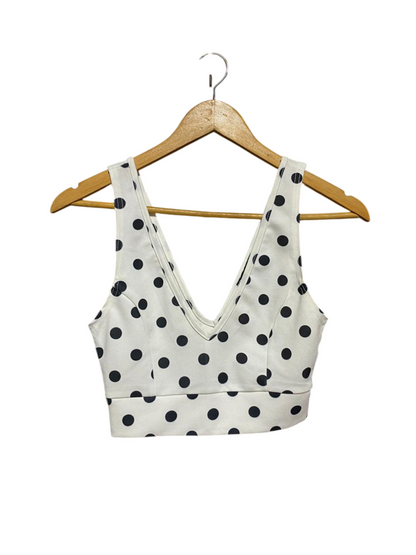NEW LOOK |XS| BUST 13| B23| CHIC WHITE AND BLACK POLKA DOT V-NECK CROP TOP