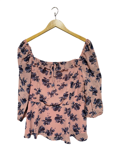 QUIZ |M| BUST 17| B23| ROMANTIC DUSTY PINK FLORAL PEPLUM BLOUSE