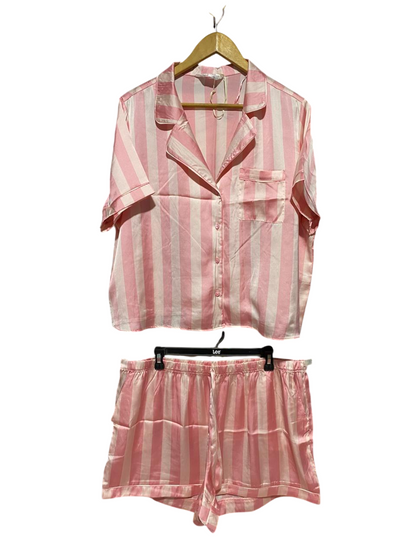 PRIMARK |XL| B23| LUXURY PINK STRIPED SATIN PYJAMA SET