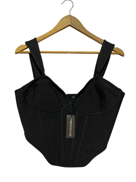 PRETTYLITTLE THING |L| BUST 18| B23| BLACK STRUCTURED CORSET CROP TOP