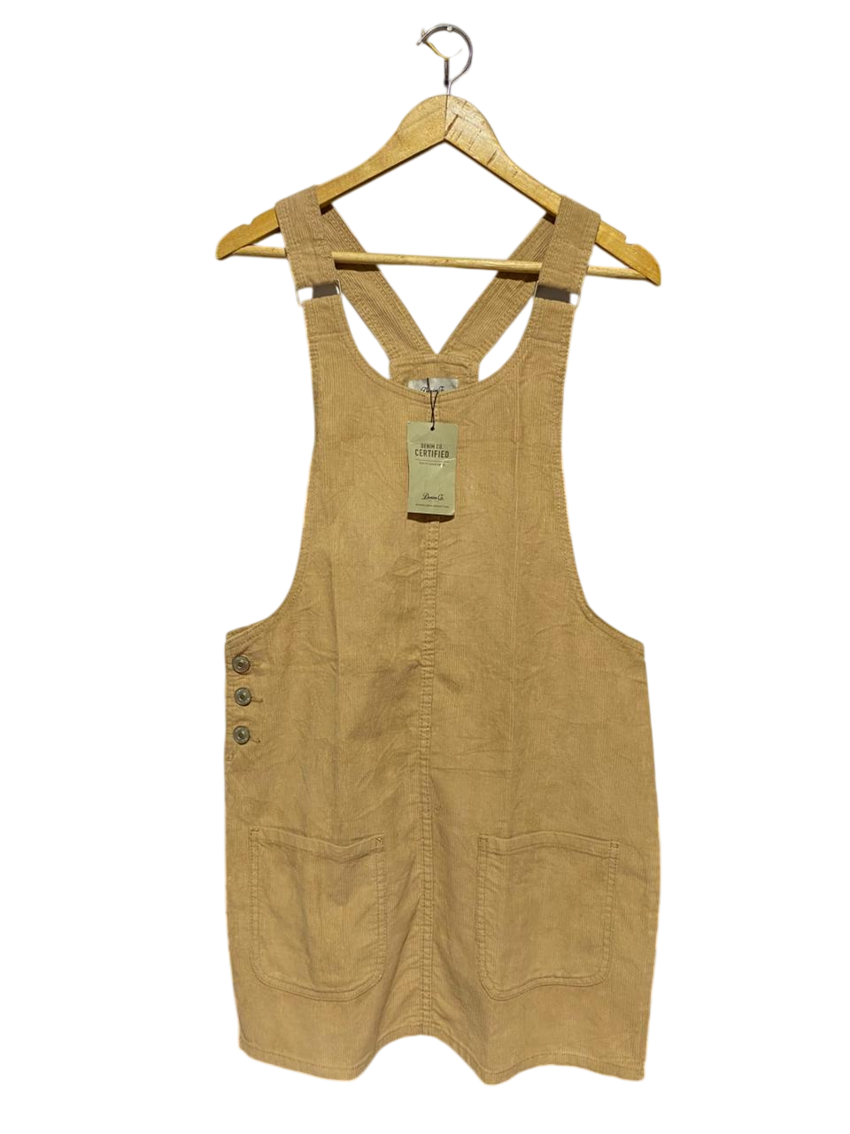 DENIM CO |L| BUST 18| B23| CLASSIC CORDUROY PINAFORE DRESS IN SAND BEIGE