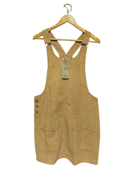 DENIM CO |L| BUST 18| B23| CLASSIC CORDUROY PINAFORE DRESS IN SAND BEIGE