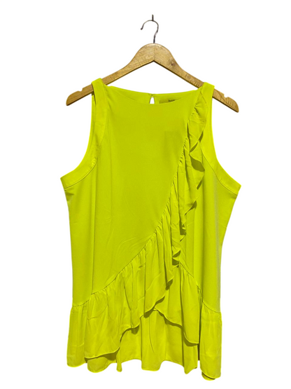NEXT |XL| BUST 23| B23| VIBRANT NEON LIME SLEEVELESS RUFFLE TUNIC TOP