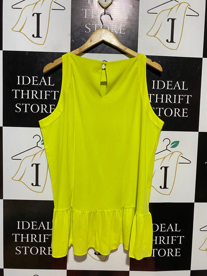 NEXT |XL| BUST 23| B23| VIBRANT NEON LIME SLEEVELESS RUFFLE TUNIC TOP