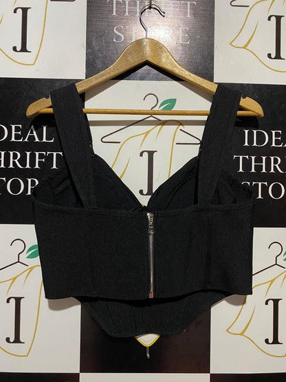 PRETTYLITTLE THING |L| BUST 18| B23| BLACK STRUCTURED CORSET CROP TOP