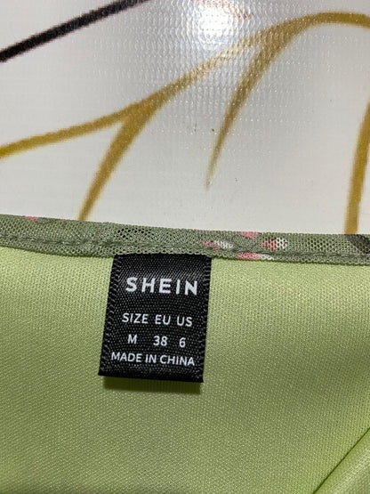SHEIN |M| BUST 15| B23| SAGE GREEN FLORAL MESH MINI SLIP DRESS