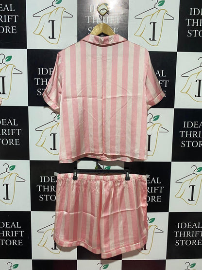 PRIMARK |XL| B23| LUXURY PINK STRIPED SATIN PYJAMA SET