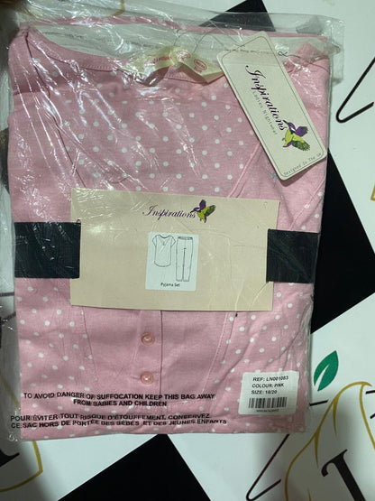 INSPIRATIONS |XL| B23| DUSTY PINK POLKA DOT COTTON PYJAMA SET