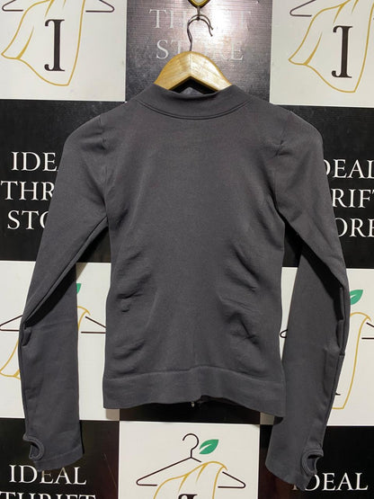 |M| BUST 14| B23| SLEEK CHARCOAL GREY SEAMLESS ZIP-UP PERFORMANCE JACKET