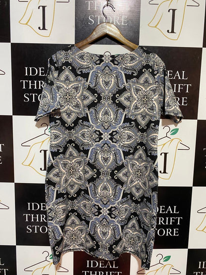 BILLIE & BLOSSOM |L| BUST 20| B22| VINTAGE-INSPIRED PAISLEY PRINT SHIFT DRESS