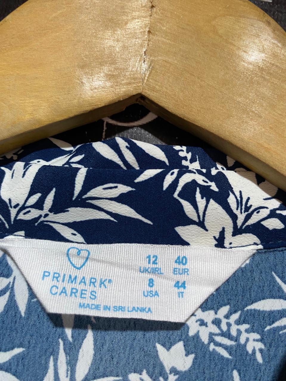 PRIMARK CARES |M| BUST 17| B22| TIMELESS NAVY & WHITE FLORAL BUTTON-DOWN MIDI DRESS