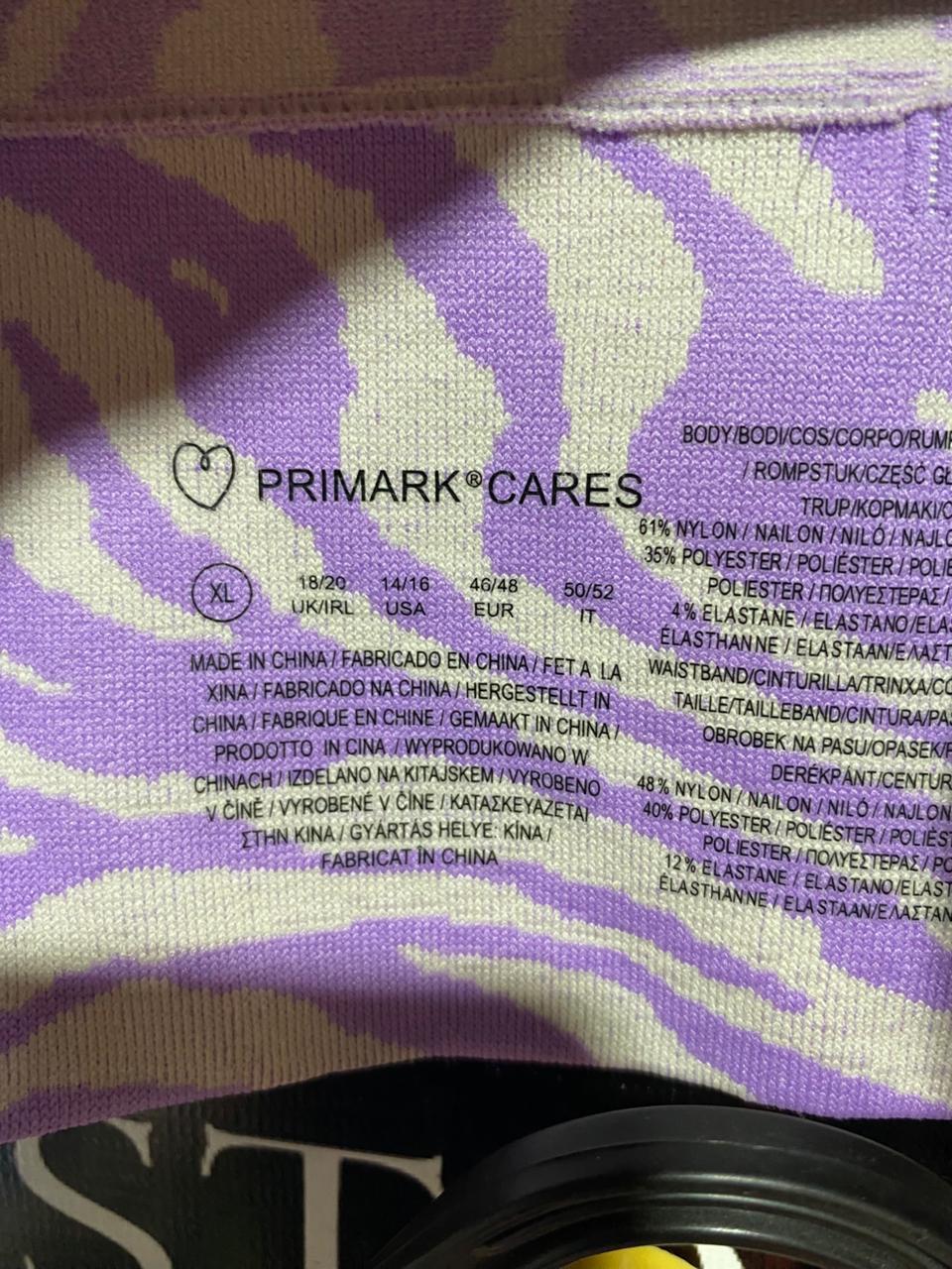 PRIMARK CARES |XL| B22| LILAC ZEBRA PRINT SEAMLESS CO-ORD SET