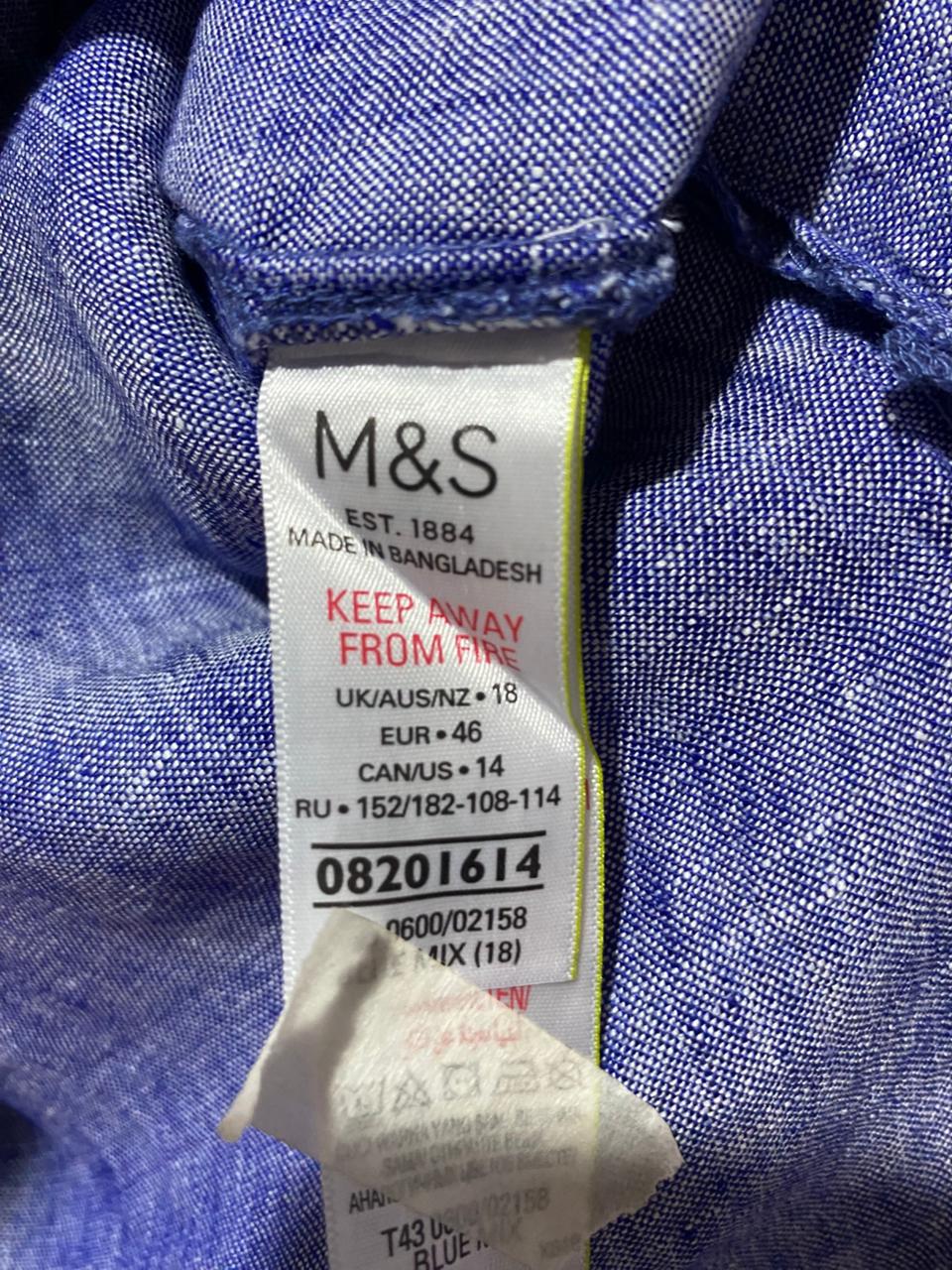 M&S |XL| BUST 25| B22| CHAMBRAY BLUE LINEN-BLEND TUNIC