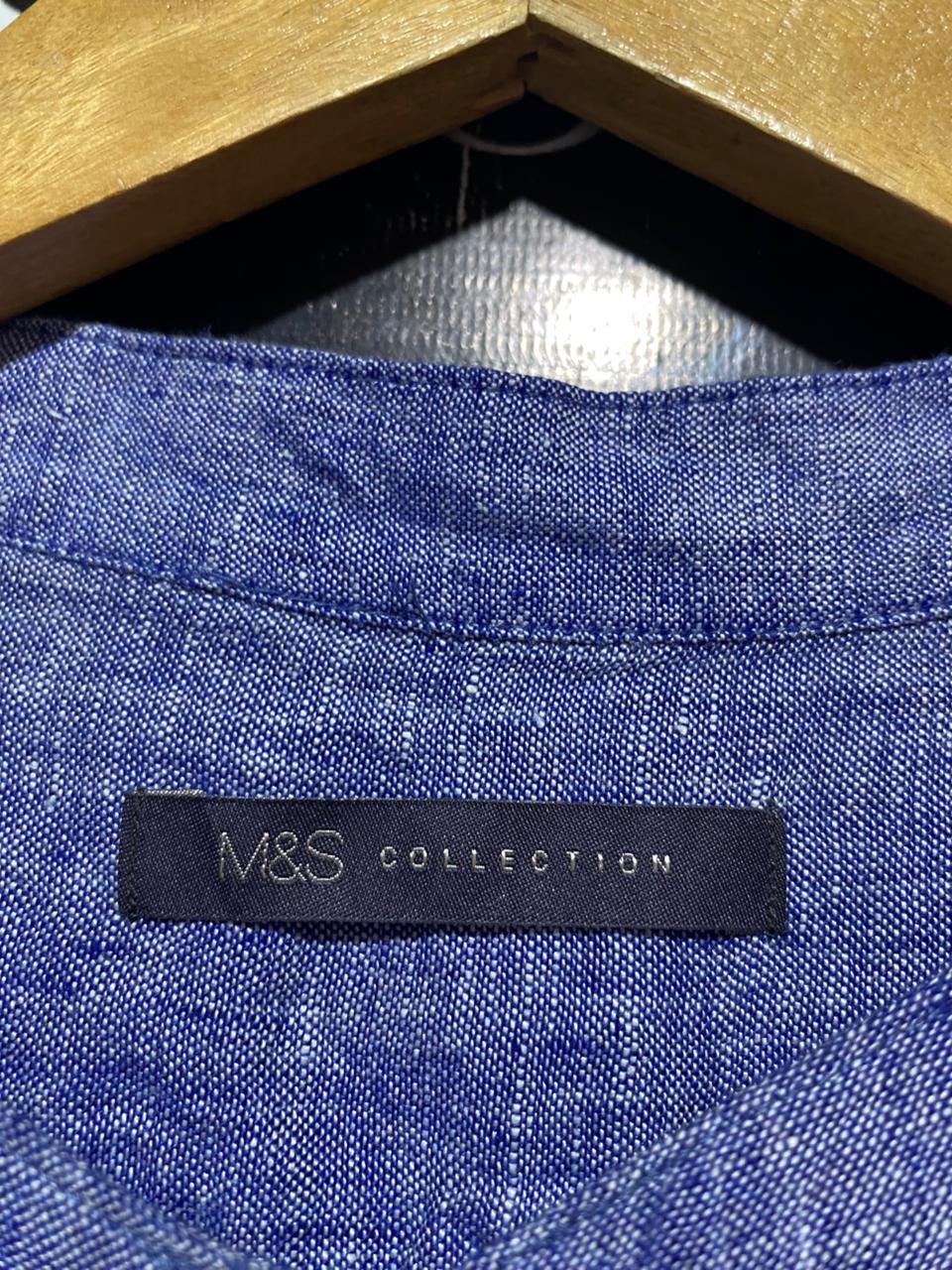 M&S |XL| BUST 25| B22| CHAMBRAY BLUE LINEN-BLEND TUNIC