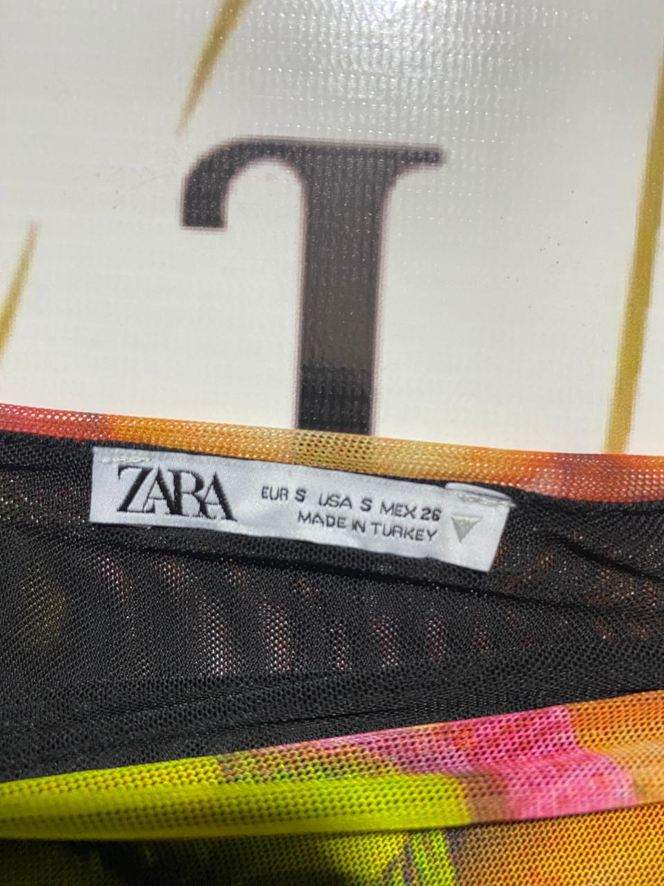 ZARA |XS| BUST 13| B22| VIBRANT FRUIT MARKET PRINT BODYCON MAXI DRESS