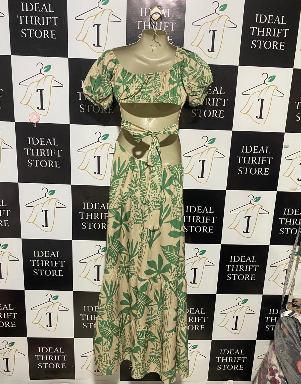 |M| BUST 11| B22| TROPICAL LEAF PRINT CUT-OUT MAXI DRESS