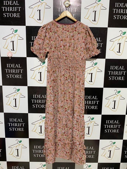 SHEIN CURVE |XL| BUST 19| B22| VINTAGE-INSPIRED SHEIN DUSTY ROSE FLORAL MAXI DRESS