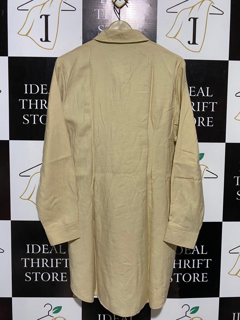 PRIMARK |L| BUST 20| B22| SOFT BEIGE BUTTON-DOWN SHIRT DRESS