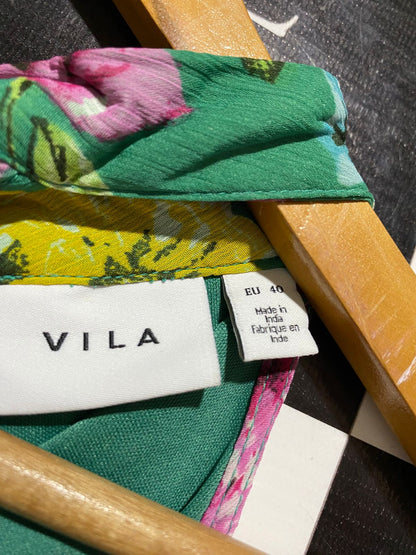 VILA |L| BUST 20| B22| VIBRANT EMERALD GREEN FLORAL HALTER MAXI DRESS