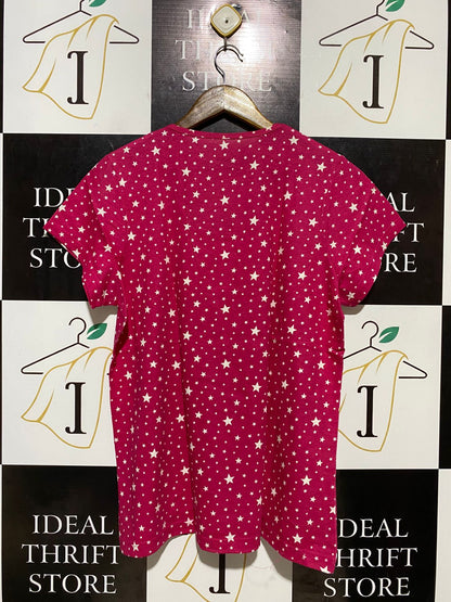 IMANI |XL| BUST 22| B22| CHERRY PINK STAR PRINT CASUAL TEE