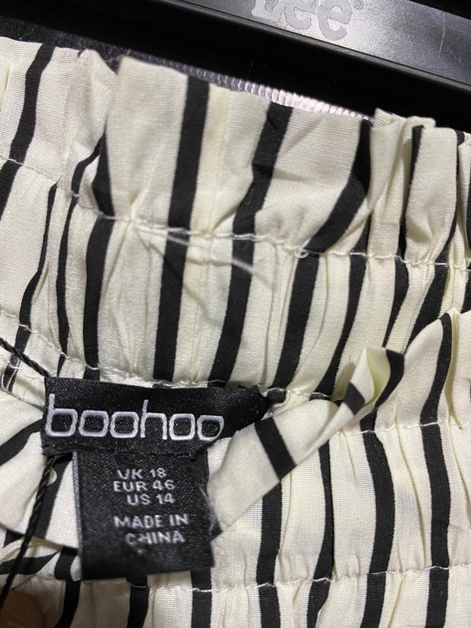 BOOHOO |XL| WAIST 34| B22| WOMEN'S STRIPED WIDE-LEG PAPERBAG TROUSERS