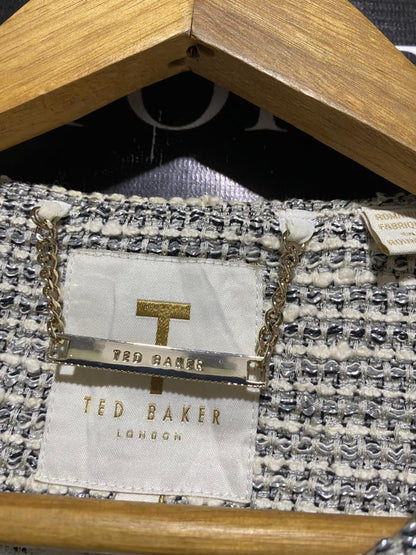TED BAKER |L| BUST 20| B22| LONDON WOMEN'S ZIP-UP TWEED BOUCLÉ JACKET