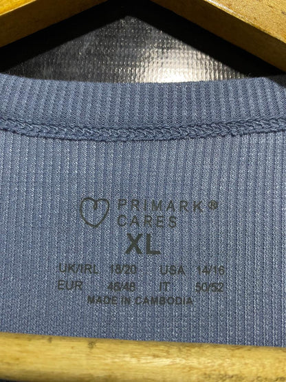 PRIMARK CARES |L| BUST 18| B22| WOMEN'S RIBBED CREW NECK T-SHIRT – DUSTY BLUE