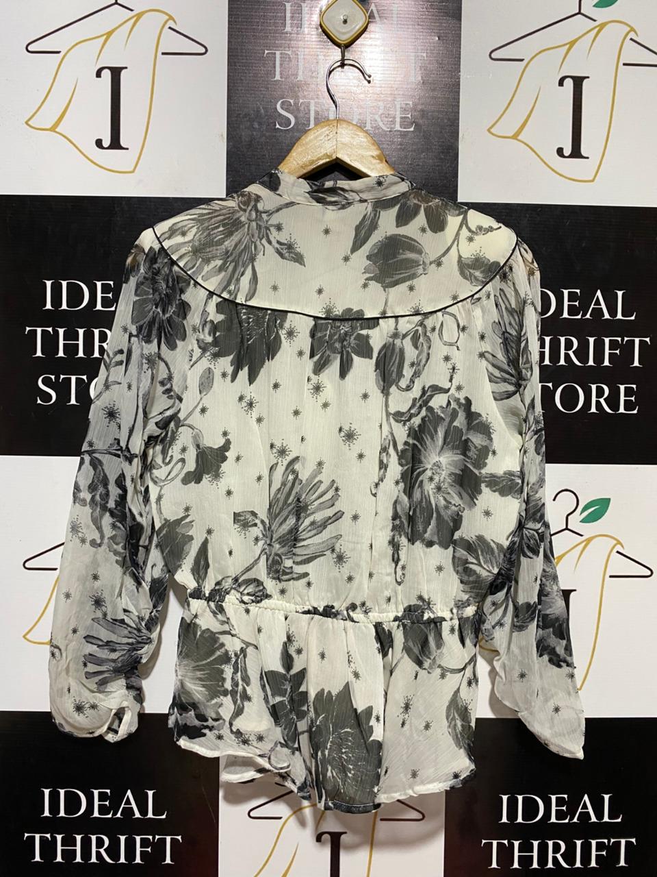 RIVER ISLAND |L| BUST 18| B22| WOMEN'S FLORAL EMBELLISHED PEPLUM BLOUSE