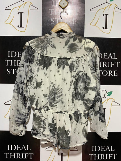 RIVER ISLAND |L| BUST 18| B22| WOMEN'S FLORAL EMBELLISHED PEPLUM BLOUSE