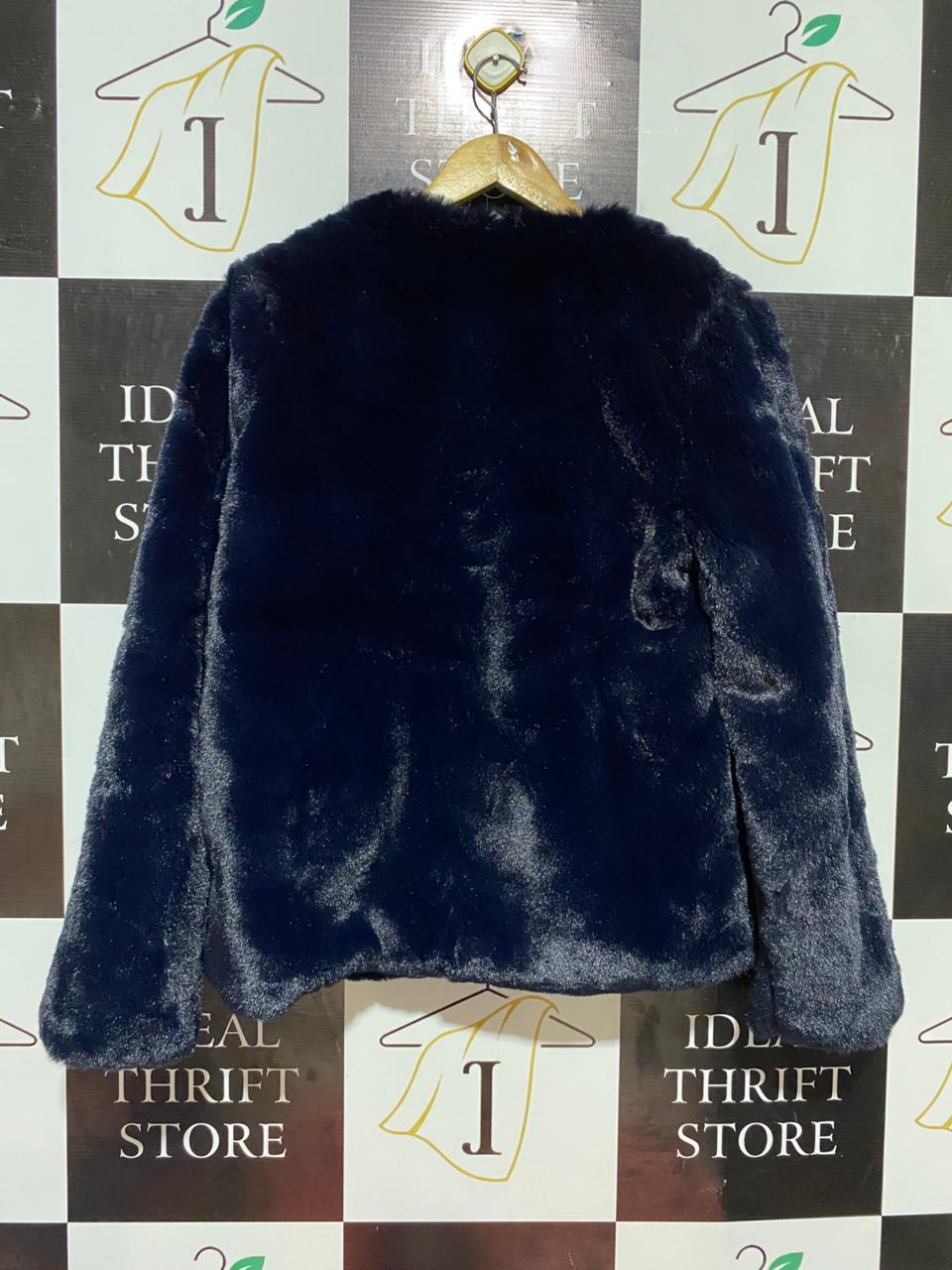 YUMI |L| BUST 21| B 22| WOMEN'S LUXE NAVY BLUE FAUX FUR JACKET