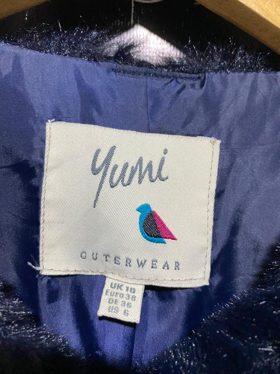 YUMI |L| BUST 21| B 22| WOMEN'S LUXE NAVY BLUE FAUX FUR JACKET