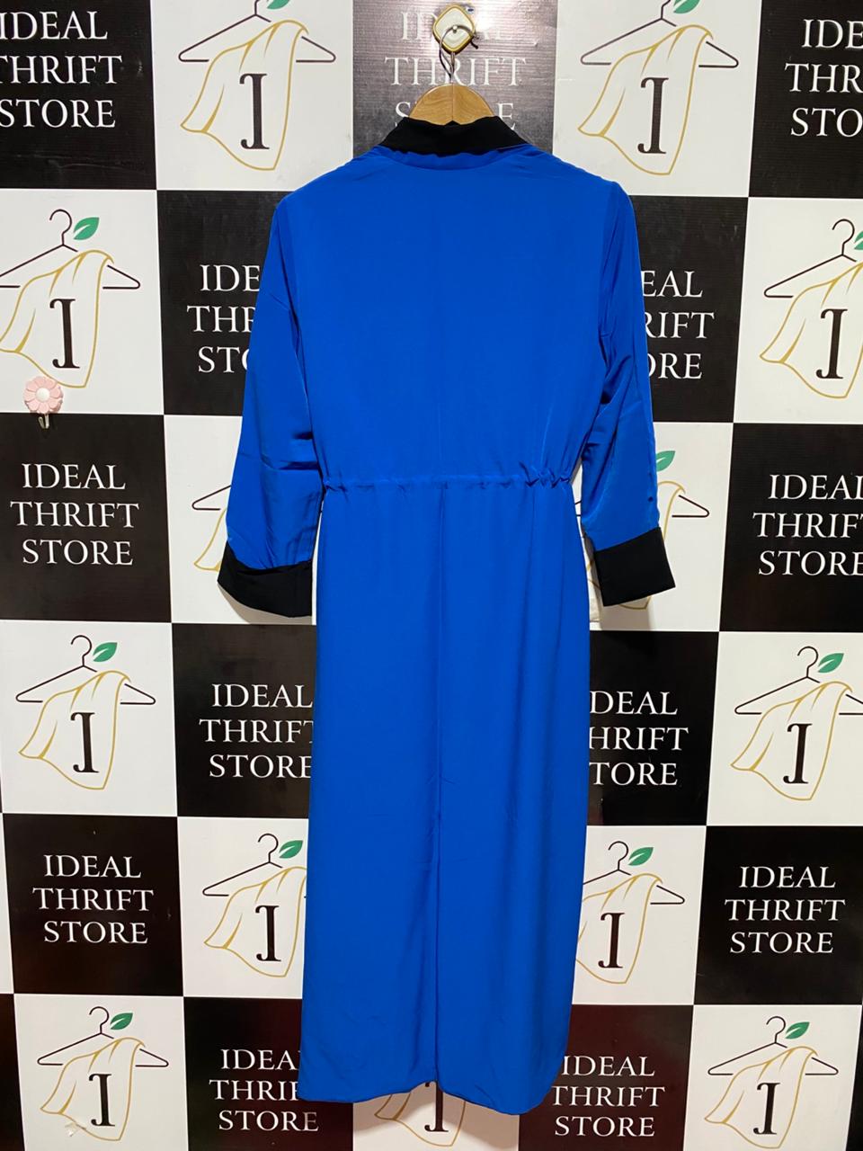 |L| BUST 19| B22| ELEGANT TWO-TONE COBALT BLUE AND BLACK MAXI KIMONO ABAYA