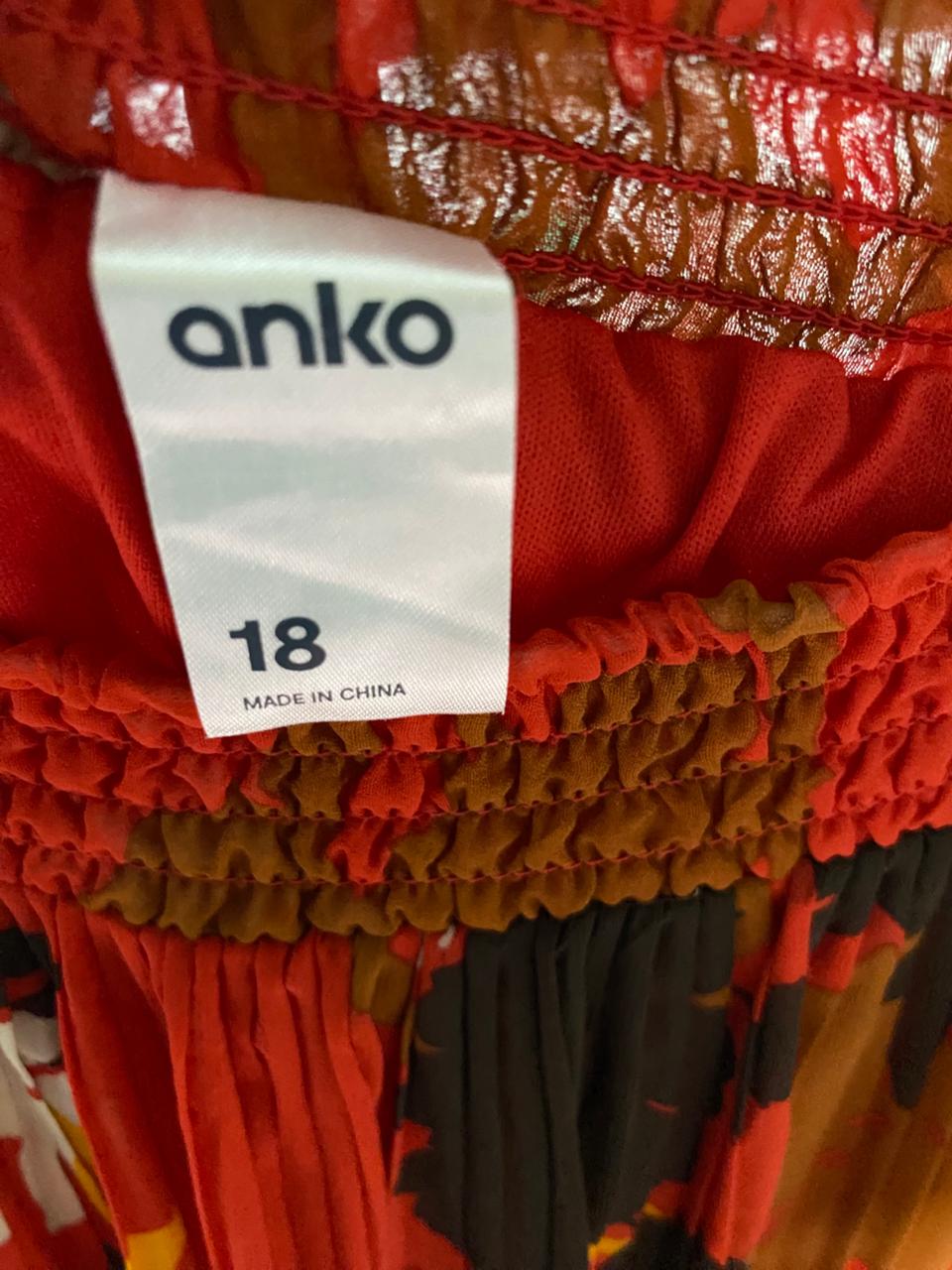 ANKO |XL| WAIST 32| B22| WOMEN'S VIBRANT RED FLORAL PLEATED MAXI SKIRT
