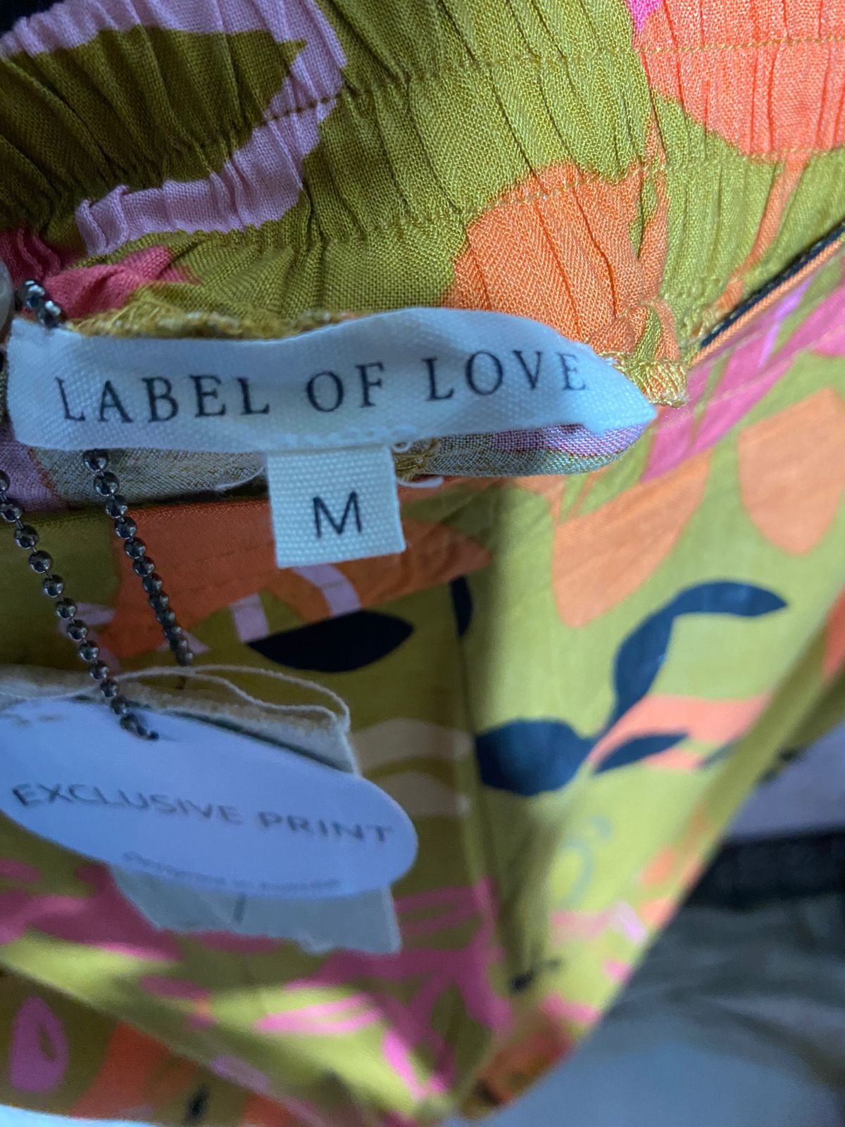 LABEL OF LOVE |M| WAIST 28| B22| WOMEN'S ABSTRACT TROPICAL PRINT WIDE-LEG TROUSERS