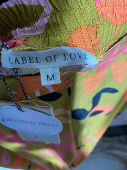 LABEL OF LOVE |M| WAIST 28| B22| WOMEN'S ABSTRACT TROPICAL PRINT WIDE-LEG TROUSERS