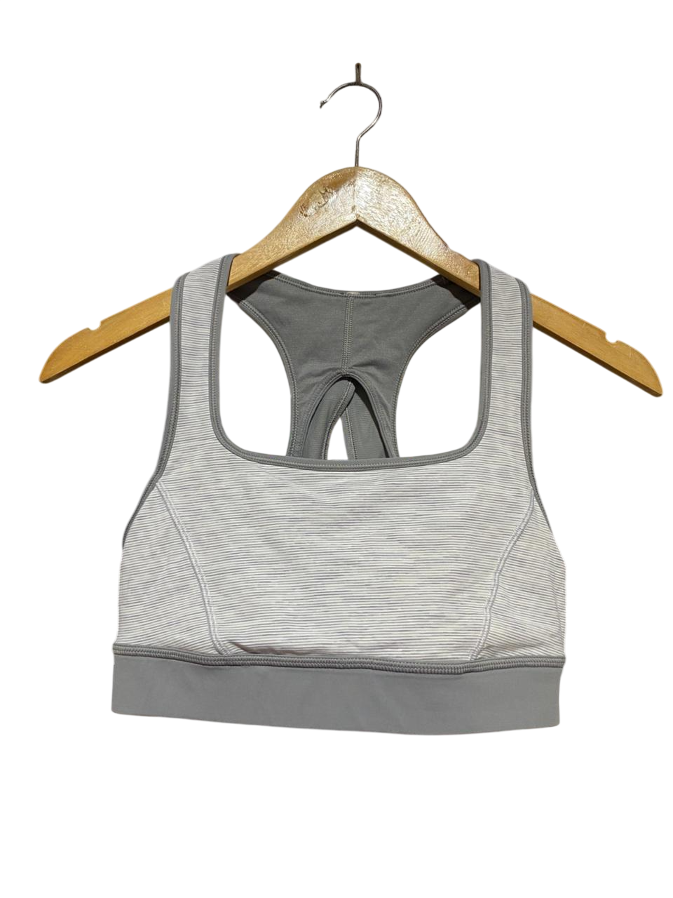 LULULEMON |S| BUST 13| INVIGORATE BRA - STRIPED GREY & WHITE