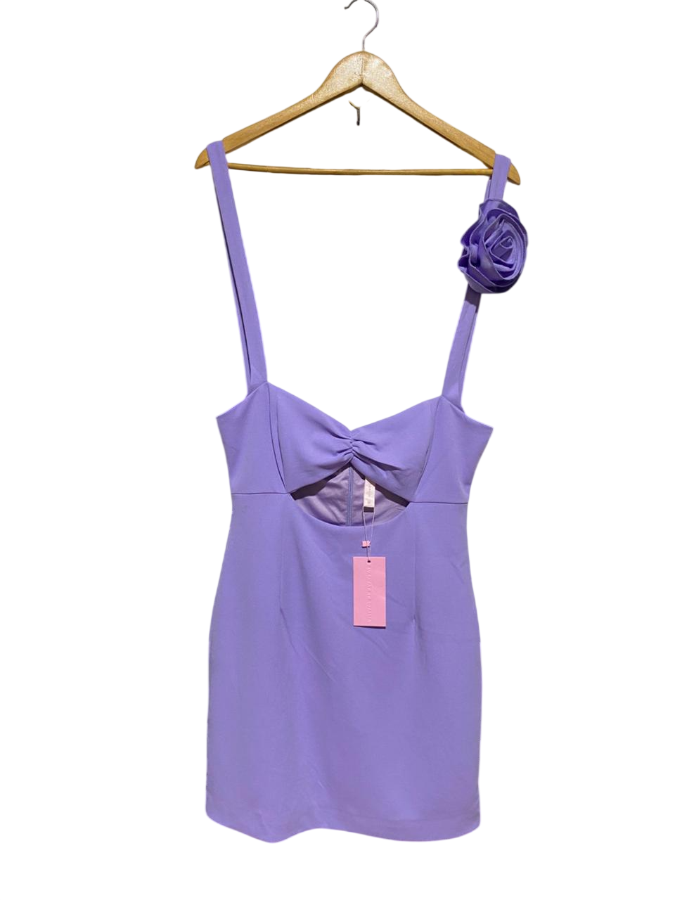 RUNAWAY BY ROZALIA |M| BUST 17| B19| LILAC CUT-OUT MINI DRESS WITH FLORAL DETAIL