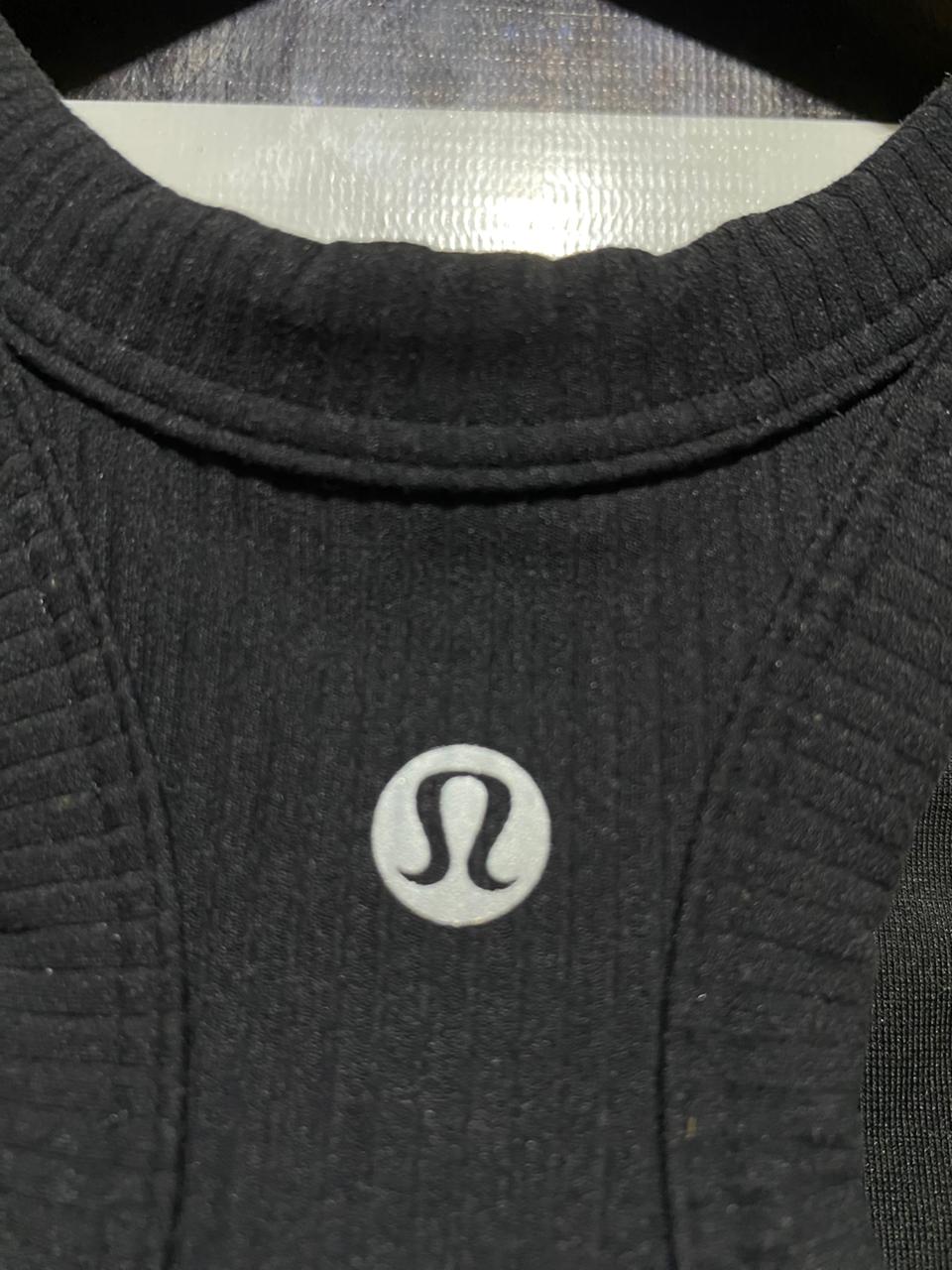 LULULEMON |XS| BUST 12| EBB TO STREET TANK TOP BLACK RIBBED CROP