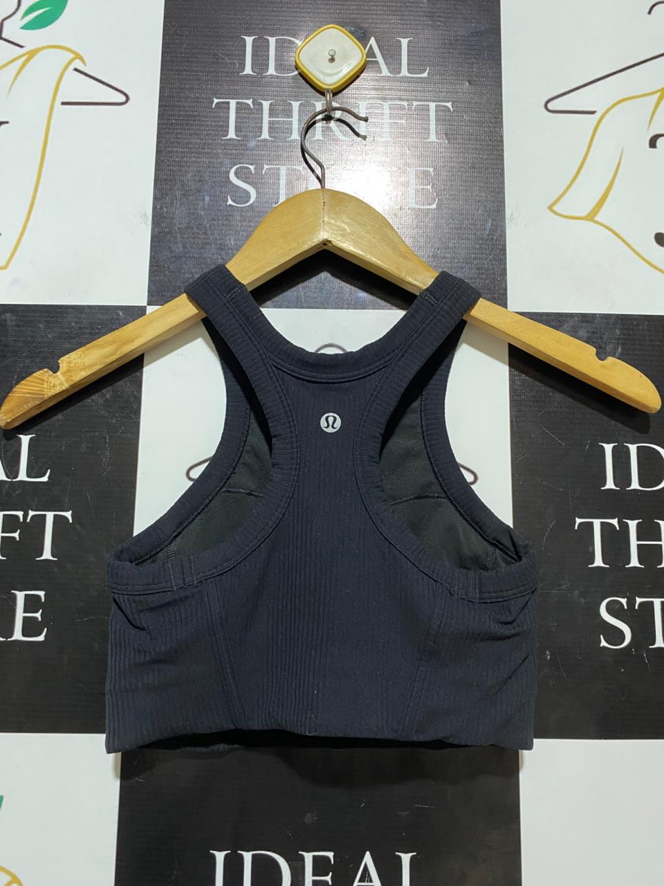 LULULEMON |XS| BUST 12| EBB TO STREET TANK TOP BLACK RIBBED CROP