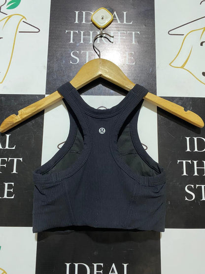 LULULEMON |XS| BUST 12| EBB TO STREET TANK TOP BLACK RIBBED CROP
