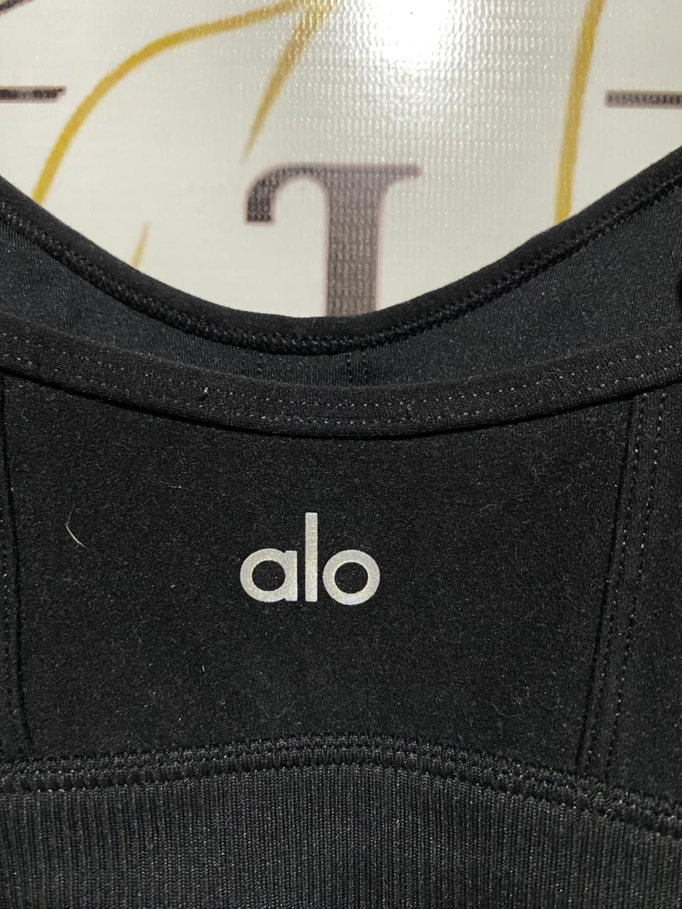 ALO |S| BUST 14| BLACK SEAMLESS STRAPPY SPORTS BRA