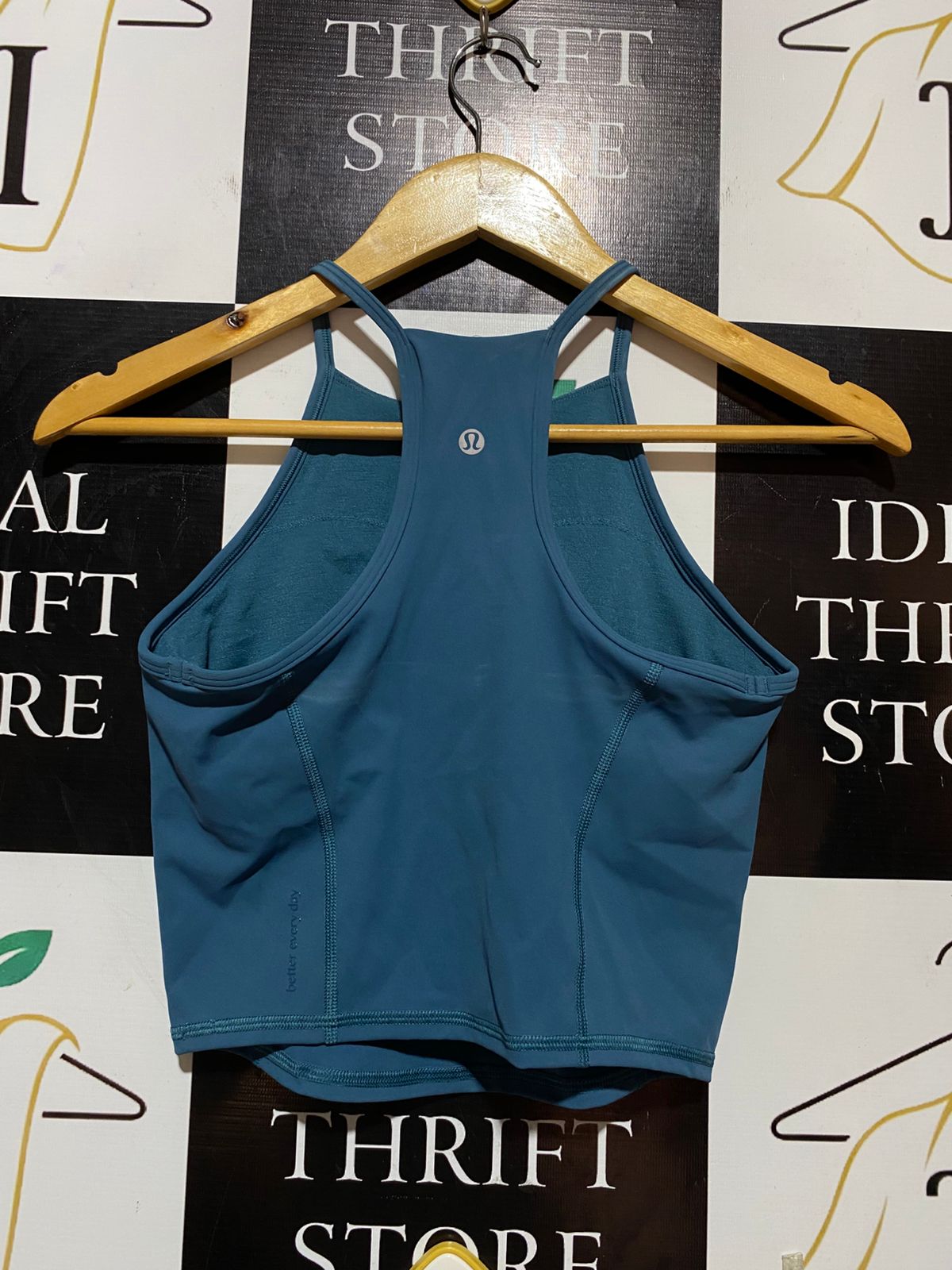 LULULEMON |S| BUST 13| CROP TANK TOP - TEAL BLUE ACTIVEWEAR
