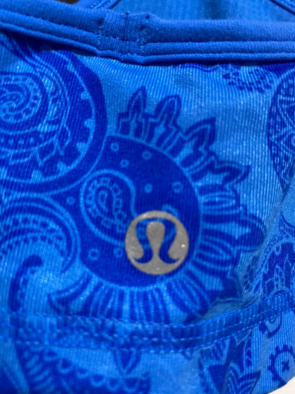 LULULEMON | S |BUST 13| VIBRANT BLUE PAISLEY RACERBACK SPORTS BRA