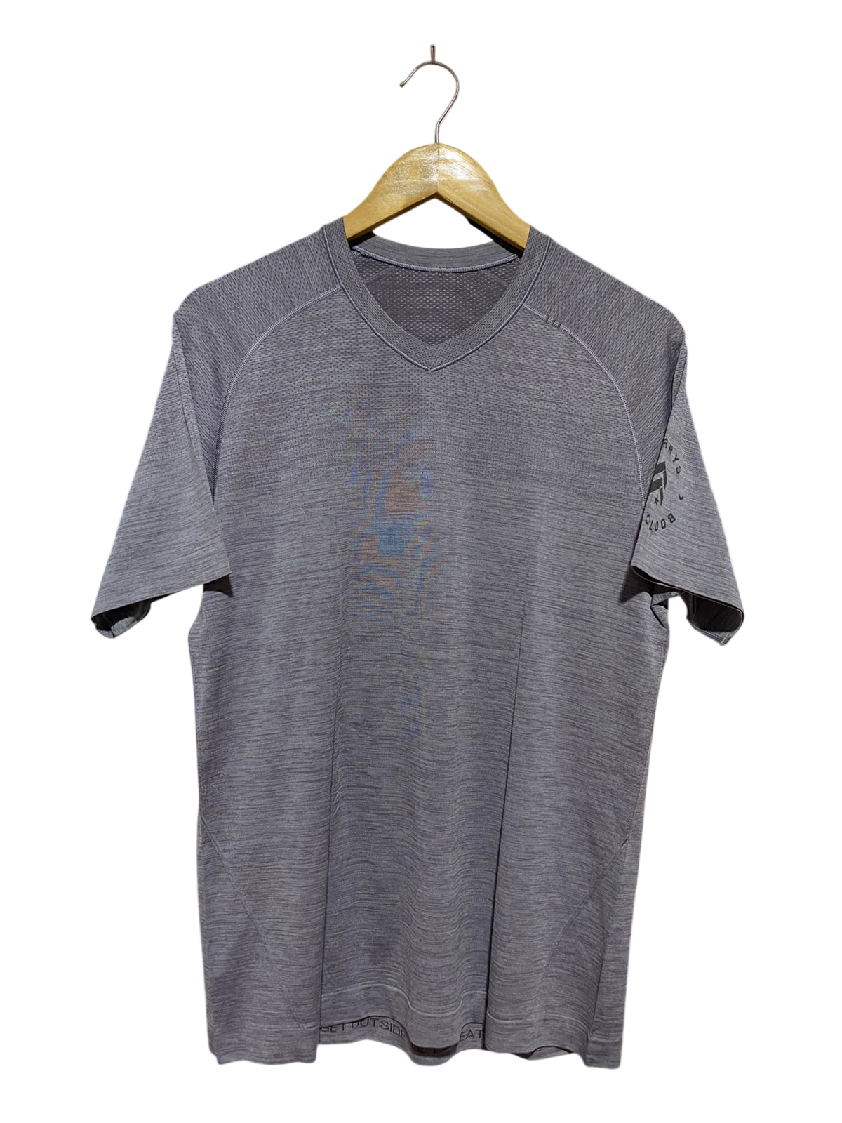 LULULEMON |L| BUST 19| METAL VENT TECH V-NECK T-SHIRT – GREY PERFORMANCE TOP