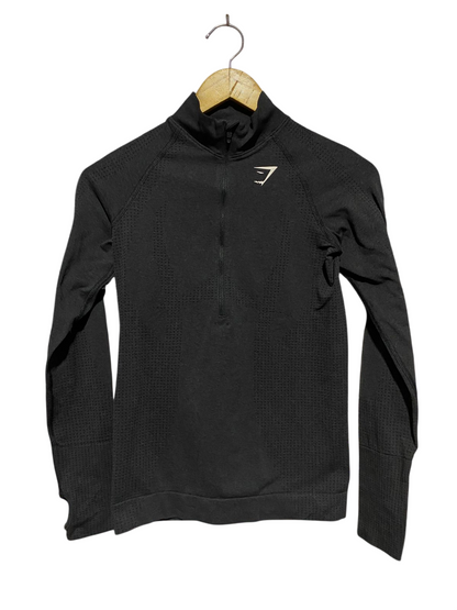 GYMSHARK |S| BUST 15| VITAL SEAMLESS  ZIP PULLOVER – BLACK ACTIVEWEAR