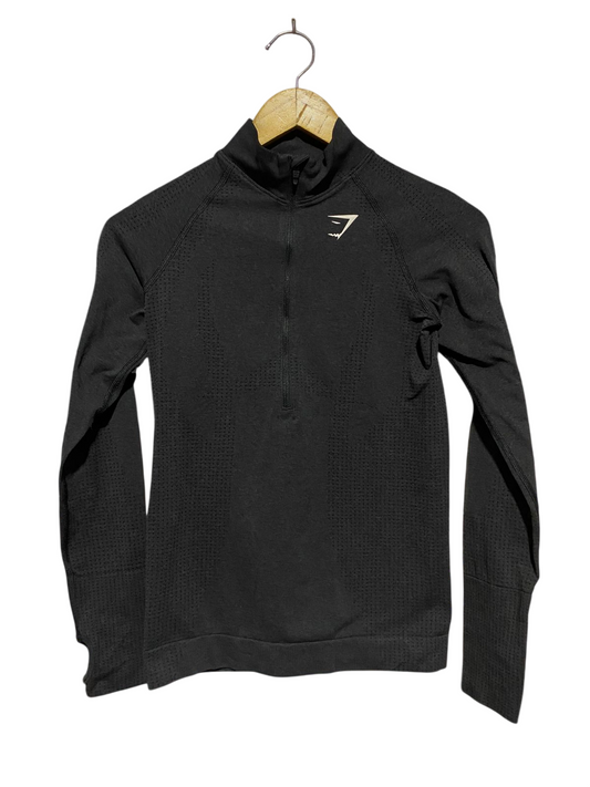 GYMSHARK |S| BUST 15| VITAL SEAMLESS  ZIP PULLOVER – BLACK ACTIVEWEAR