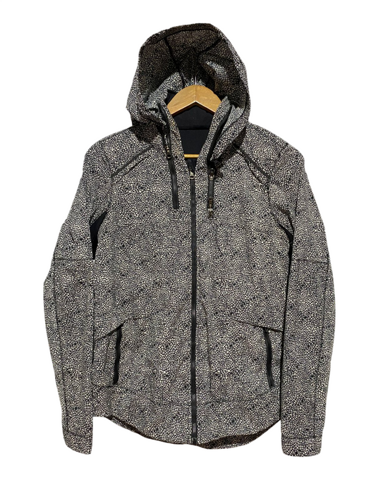LULULEMON |M| BUST 18| SCUBA FULL-ZIP HOODIE – BLACK & WHITE FLORAL PRINT JACKET