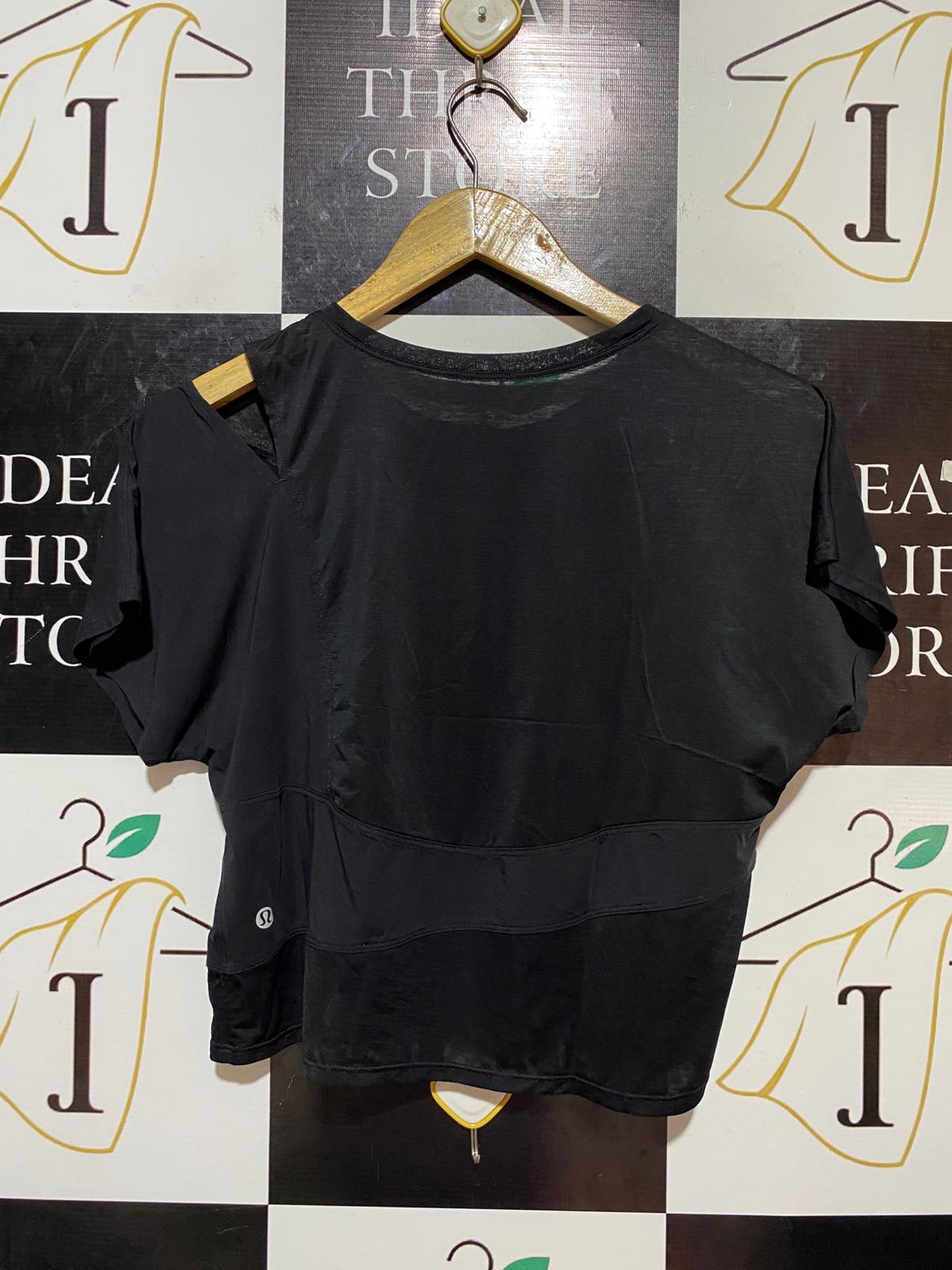 LULULEMON |M| BUST FREE| BLACK CUT-OUT SHORT SLEEVE ATHLETIC TOP
